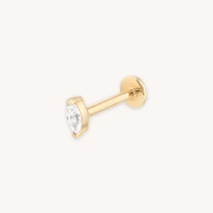 Topaz Marquise Piercing Stud 6mm in Solid Gold