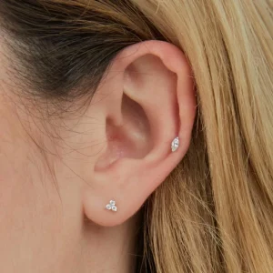 Topaz Marquise Piercing Stud 6mm in Solid White Gold