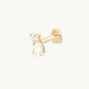 Topaz Pear Cluster Piercing Stud in Solid Gold