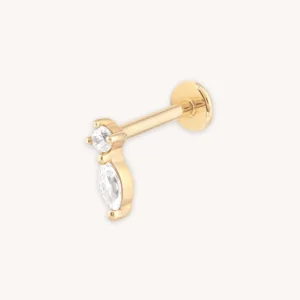 Topaz Teardrop Piercing Stud in Solid Gold
