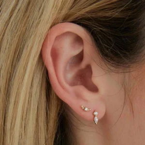 Topaz Teardrop Piercing Stud in Solid Gold
