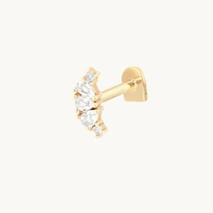 Topaz Triple Pear Cluster Piercing Stud in Solid Gold