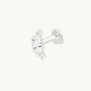 Topaz Triple Pear Cluster Piercing Stud in Solid White Gold