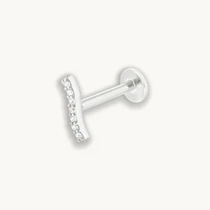 Topaz Wave Piercing Stud 6mm in Solid White Gold