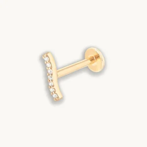 Topaz Wave Piercing Stud 6mm in Solid Gold
