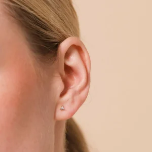 Triangle Piercing Stud in Solid Gold
