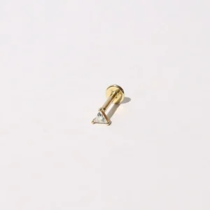Triangle Piercing Stud in Solid Gold
