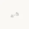 Triple Beaded Piercing Stud in Solid White Gold