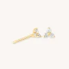 Triple Crystal Stud Earrings in Gold