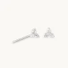 Triple Crystal Stud Earrings in Silver