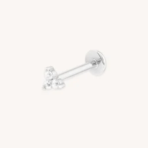Triple Topaz Piercing Stud 6mm in Solid White Gold