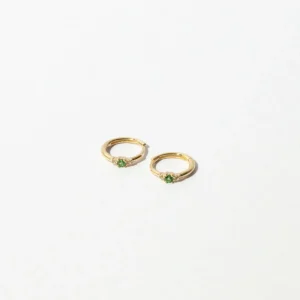 Tsavorite Hoops in Solid Gold
