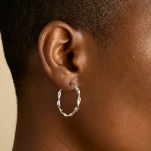 Twist Large Hoops in Silver