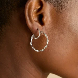 Twist Large Hoops in Silver