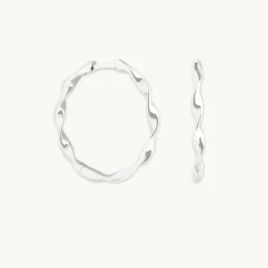 Twist Large Hoops in Solid White Gold