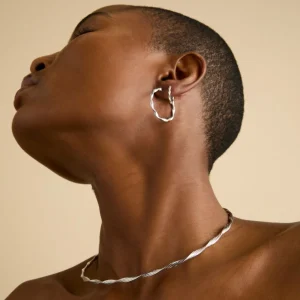 Twist Small Hoops in Silver