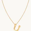 U Initial Bold Pendant Necklace in Gold