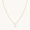 U Initial Pavé Pendant Necklace in Gold
