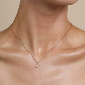 U Initial Pavé Pendant Necklace in Gold