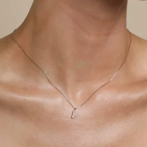 V Initial Pavé Pendant Necklace in Gold