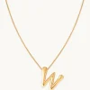 W Initial Bold Pendant Necklace in Gold