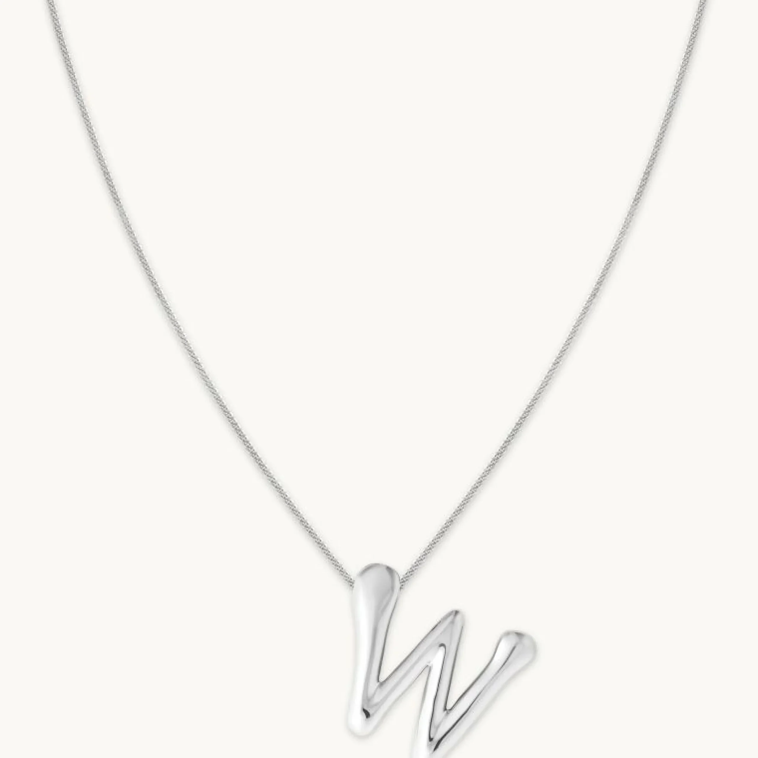 w_initial_bold_pendant_ne_0.webp W Initial Bold Pendant Necklace in Silver
