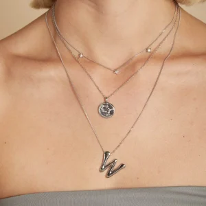 W Initial Bold Pendant Necklace in Silver