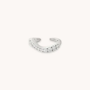 Wave Crystal Ear Cuff in Silver