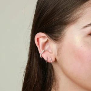 Wave Crystal Ear Cuff in Silver