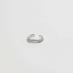 Wave Crystal Ear Cuff in Silver