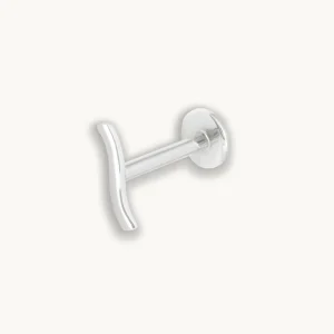 Wave Piercing Stud in Solid White Gold