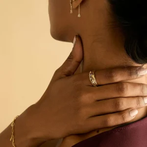 White Topaz Ear Curation Chain™ in Solid Gold