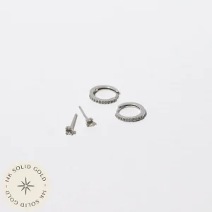 White Topaz Gift Set in Solid White Gold
