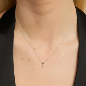 White Topaz Heart Pendant Necklace in Solid White Gold