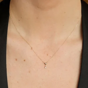 White Topaz Heart Pendant Necklace in Solid Gold