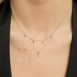 White Topaz Heart Pendant Necklace in Solid White Gold