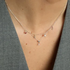 White Topaz Heart Pendant Necklace in Solid White Gold