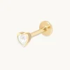 White Topaz Heart Piercing Stud in Solid Gold
