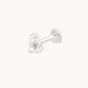 White Topaz Pear Piercing Stud in Solid White Gold