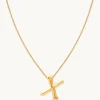 X Initial Bold Pendant Necklace in Gold