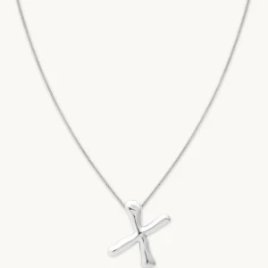 X Initial Bold Pendant Necklace in Silver