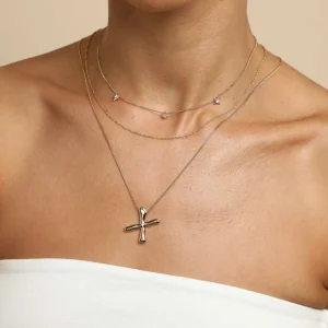 X Initial Bold Pendant Necklace in Gold