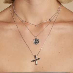 X Initial Bold Pendant Necklace in Silver