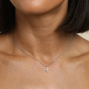 X Initial Pavé Pendant Necklace in Silver