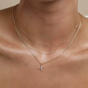 X Initial Pavé Pendant Necklace in Gold