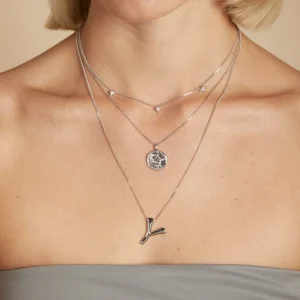 Y Initial Bold Pendant Necklace in Silver