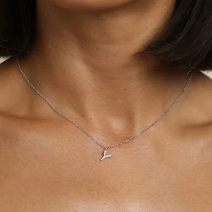 Y Initial Pavé Pendant Necklace in Silver