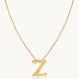 Z Initial Bold Pendant Necklace in Gold
