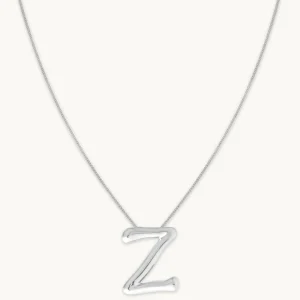 Z Initial Bold Pendant Necklace in Silver