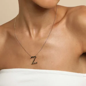 Z Initial Bold Pendant Necklace in Gold